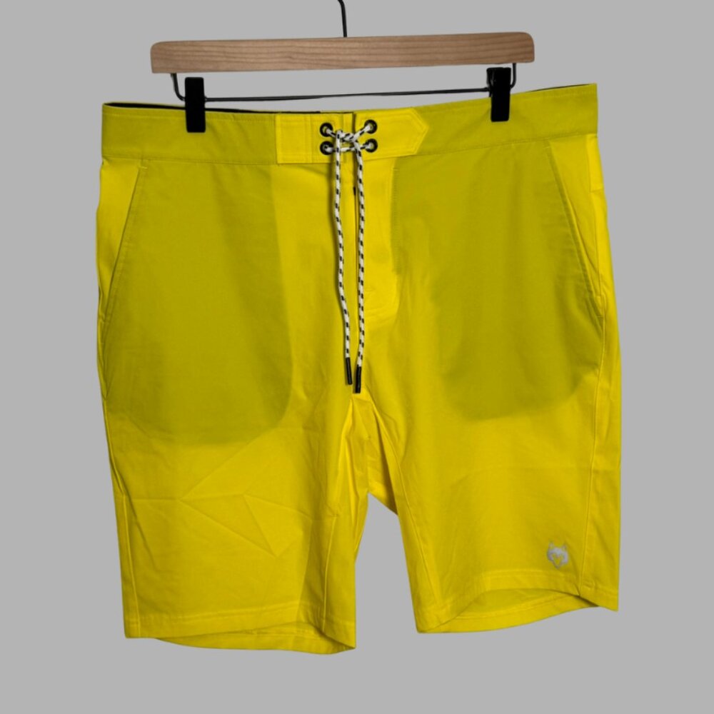 Greyson Indian Wells Board Swim Shorts Blaze Yellow Men's Size 34 New With Tags